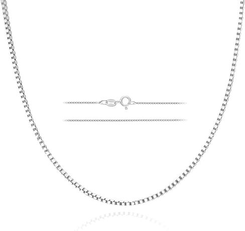 925 Sterling Silver Chain Necklace for Women Thin 0.8mm Box Chain, Dainty & Sturdy Hypoallergenic Necklace 16/18/20/24/30 Inches in Saudi Arabia