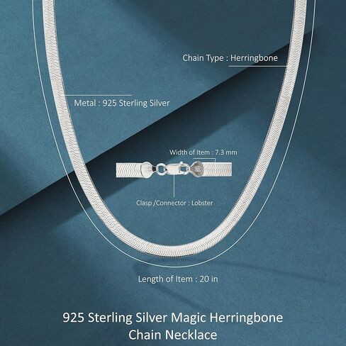 Diamond2Deal Sterling Silver 7mm Magic Herringbone Chain Necklace in Saudi Arabia