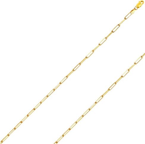 الأزياء الإيطالية الصلبة 14K الذهب الأصفر 1.50 مم - 4.5 مم قطع الماس المصقول كبسولة مشبك ورق سلسلة ربط سلسلة قلادة مع مخلب جراد البحر | أطوال متعددة متاحة | رجال نساء | صنع في إيطاليا in Kuwait
