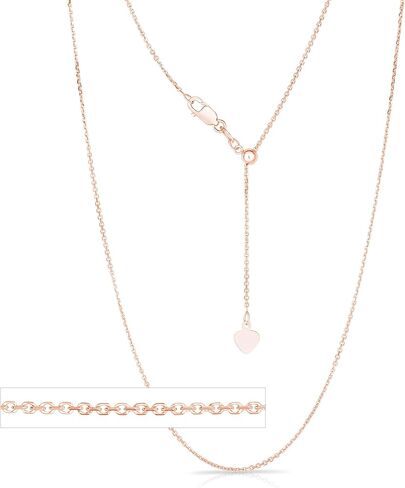 Floreo 14k Yellow Gold or White Gold or Rose Gold 1.1mm Classic Cable Adjustable Chain Necklace in Saudi Arabia