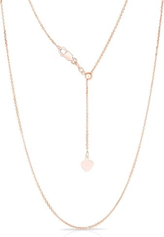 Floreo 14k Yellow Gold or White Gold or Rose Gold 1.1mm Classic Cable Adjustable Chain Necklace in Saudi Arabia