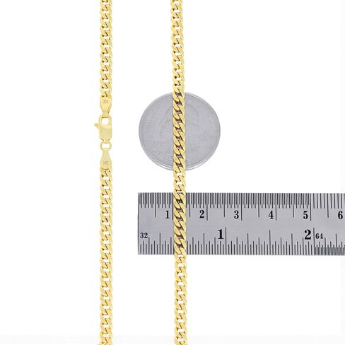 Nuragold 14k Real Yellow Gold Miami Cuban Lightweight Link 4mm Chain Necklace (16"-30") Italian Jewelry for Men & Women in Saudi Arabia