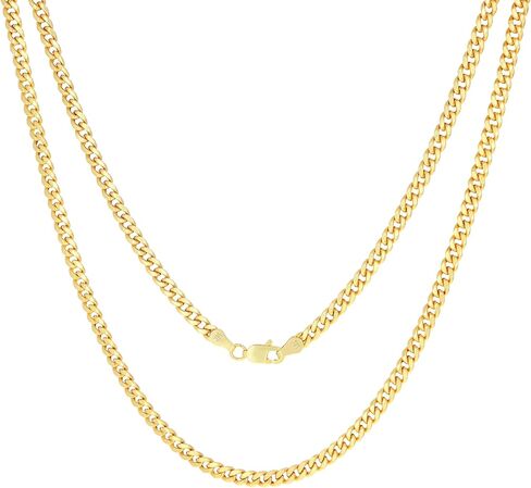 Nuragold 14k Real Yellow Gold Miami Cuban Lightweight Link 4mm Chain Necklace (16"-30") Italian Jewelry for Men & Women in Saudi Arabia