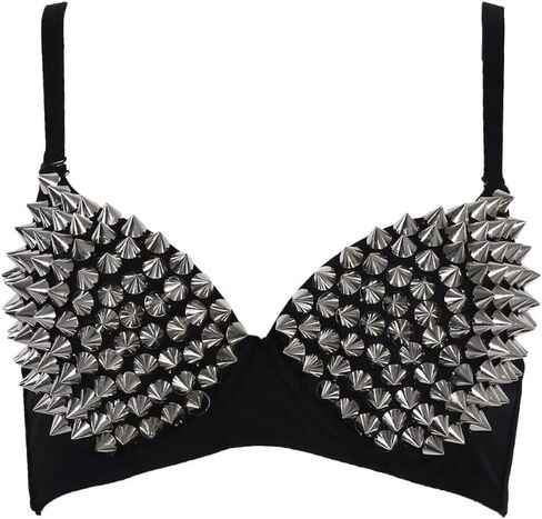 Kimring Women's Steampunk B Cup Spike Studs Rivet Party Club Rave Sport Bra Tops in Saudi Arabia
