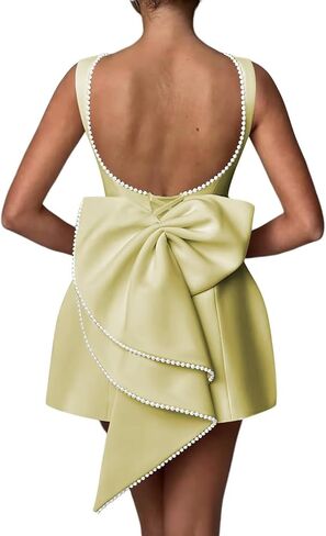 البسيطة فستان كوكتيل لؤلؤة مع القوس الحرير مساء اللباس عارية الذراعين Bodycon حزب أثواب رسمية ADN002 in Kuwait