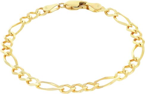 Nuragold 10k الذهب الأصفر الحقيقي الصلبة فيجارو لينك 5.5 ملم سلسلة سوار (7 "-9") مجوهرات إيطالية للرجال والنساء in Kuwait