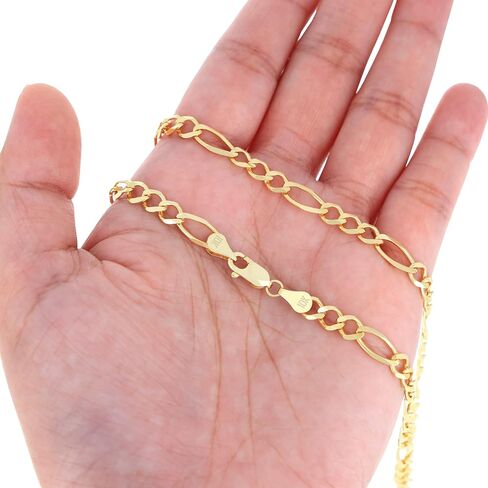 Nuragold 10k الذهب الأصفر الحقيقي الصلبة فيجارو لينك 5.5 ملم سلسلة سوار (7 "-9") مجوهرات إيطالية للرجال والنساء in Kuwait