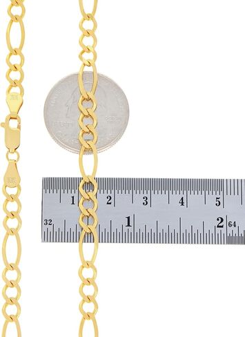 Nuragold 10k الذهب الأصفر الحقيقي الصلبة فيجارو لينك 5.5 ملم سلسلة سوار (7 "-9") مجوهرات إيطالية للرجال والنساء in Kuwait