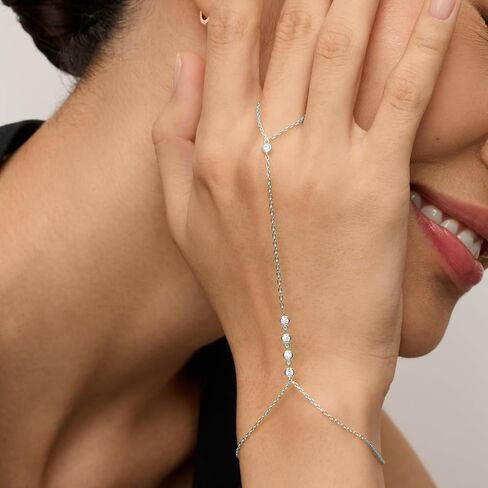 72ore Gold Hand Chain Bracelet Rhinestone Blingbling Bracelet Ring Hand Chain Fashion Jewelry for Women in Saudi Arabia