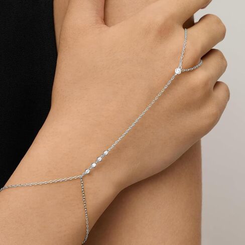 72ore Gold Hand Chain Bracelet Rhinestone Blingbling Bracelet Ring Hand Chain Fashion Jewelry for Women in Saudi Arabia