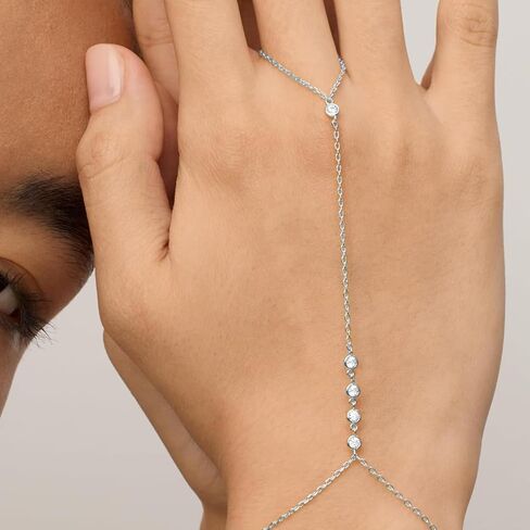 72ore Gold Hand Chain Bracelet Rhinestone Blingbling Bracelet Ring Hand Chain Fashion Jewelry for Women in Saudi Arabia