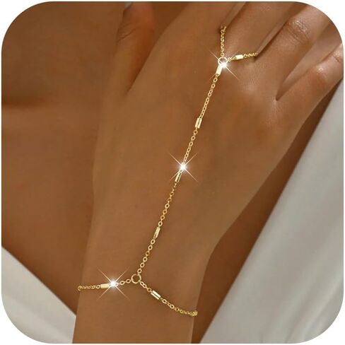 72ore Gold Hand Chain Bracelet Rhinestone Blingbling Bracelet Ring Hand Chain Fashion Jewelry for Women in Saudi Arabia