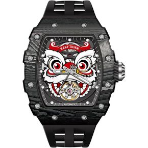 REEF TIGER فاخر للرجال الأسد الرقص تونيو حافظة ذاتية الرياح ساعة أوتوماتيكية سوبر Lumious شريط مطاطي ساعات ميكانيكية مقاومة للماء للرجال RGA3009-L in Kuwait