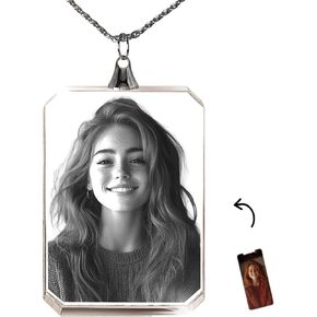 3D Innovation Crystal Photo Necklace, Personalized Laser Etched Picture, Great Customized Valentines Day Gifts for Her, Women, Wife, Men, Great Gifts for Anniversary, Birthday, Couple Keepsake in Saudi Arabia
