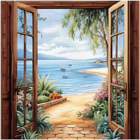 Xinpinzhou Village Landscape 11ct Cross Stitch Kits, 11 CT Funny Pre Printed Counted Stamped Cross Stitch Embroidery Needlepoint Patterns Kits for Beginners Adults Crossstitch 40x40 cm in Kuwait