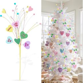 12 Pcs Valentines Day Picks Decor Glitter Tree Decorations Conversation Heart Ornaments for Valentine's Tree Topper Flowers Romantic Wedding Picks Berry Stems Home Vase Filler in Saudi Arabia