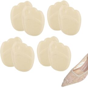 4 Pairs Ball of Foot Cushions, Metatarsal Pads for Women, High Heel Non-Sliding Insole, Forefoot Cushion Shoes Inserts for Metatarsalgia Mortons Neuroma Pain Relief (Black+Light Brown) in Kuwait