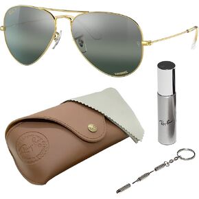 Ray-Ban RB3025 AVIATOR CHROMANCE POLARIZED Pilot Shape Sunglasses with Official Eyewear Kit in Saudi Arabia