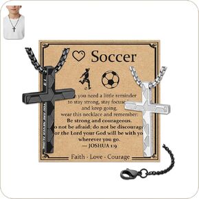 Soccer Basketball Baseball Football Cross Necklace for Men, Stainless Steel Christian Inspirational Sports Pendant with 4:13, Faith Jewelry Gift for New Year Easter Baptism Graduation in Saudi Arabia