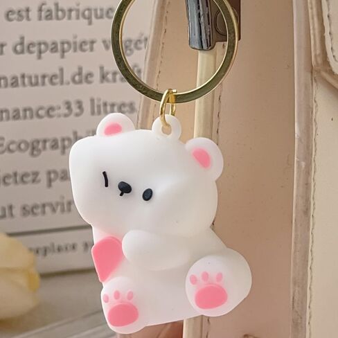 2PCS Cartoon Bear Magnetic Keychains for Couple Cute Bear Resin Keyrings Pendant Bag Hanging Key Chains,8 * 7 * 3cm in Saudi Arabia