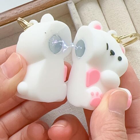 2PCS Cartoon Bear Magnetic Keychains for Couple Cute Bear Resin Keyrings Pendant Bag Hanging Key Chains,8 * 7 * 3cm in Saudi Arabia