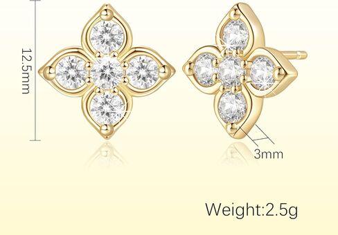 RAYSAM Gold Studs Earrings for Women 14K Gold Earrings for Women Cubic Zirconia Flower Studs Earring for womens A Bloom of Sparkle and Light Flower Cubic Zirconia Stud Earring for Womens 12.5mm in Saudi Arabia
