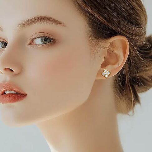 RAYSAM Gold Studs Earrings for Women 14K Gold Earrings for Women Cubic Zirconia Flower Studs Earring for womens A Bloom of Sparkle and Light Flower Cubic Zirconia Stud Earring for Womens 12.5mm in Saudi Arabia