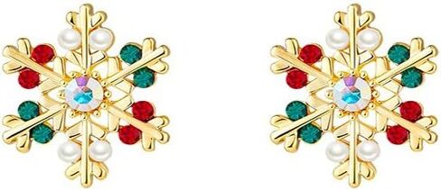 Christmas Snowflake Stud Earrings for Women,Hypoallergenic 925 Silver Tiny Snowflake Earrings Sparkling Rhinestone Snow flake Xmas Festive Jewelry Chrismas Stocking Stuffers Accessories in Saudi Arabia
