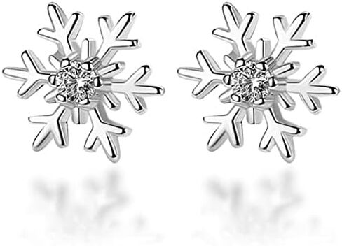 Christmas Snowflake Stud Earrings for Women,Hypoallergenic 925 Silver Tiny Snowflake Earrings Sparkling Rhinestone Snow flake Xmas Festive Jewelry Chrismas Stocking Stuffers Accessories in Saudi Arabia