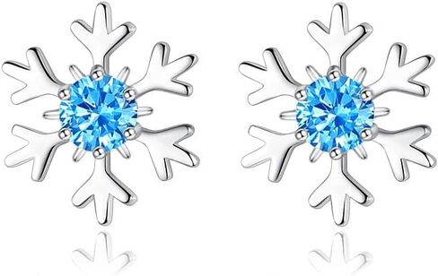 Christmas Snowflake Stud Earrings for Women,Hypoallergenic 925 Silver Tiny Snowflake Earrings Sparkling Rhinestone Snow flake Xmas Festive Jewelry Chrismas Stocking Stuffers Accessories in Saudi Arabia