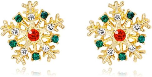 Christmas Snowflake Stud Earrings for Women,Hypoallergenic 925 Silver Tiny Snowflake Earrings Sparkling Rhinestone Snow flake Xmas Festive Jewelry Chrismas Stocking Stuffers Accessories in Saudi Arabia