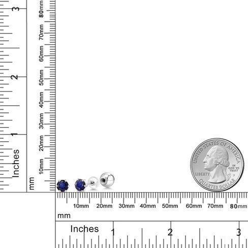 أقراط Gem Stone King Blue Sapphire النسائية من البلاتين (1.12 قيراط، حجر ميلاد الأحجار الكريمة، دائري 5 مم) in Saudi Arabia