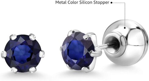 أقراط Gem Stone King Blue Sapphire النسائية من البلاتين (1.12 قيراط، حجر ميلاد الأحجار الكريمة، دائري 5 مم) in Saudi Arabia