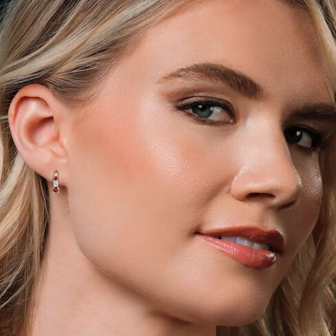 Gem Stone King 0.53 Cttw Red Garnet White Lab Grown Diamond and Created Moissanite Earrings for Women | 925 Silver and 10K Yellow Gold | Fine Jewelry Gifts for Her Mom Women Wife in Saudi Arabia