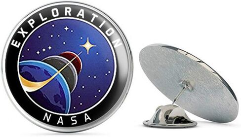 شعار استكشاف NASA مستدير (متعة الفضاء الختم) معدني 0.75 بوصة قبعة طية صدر السترة دبوس ربط دبوس خلفي in Kuwait