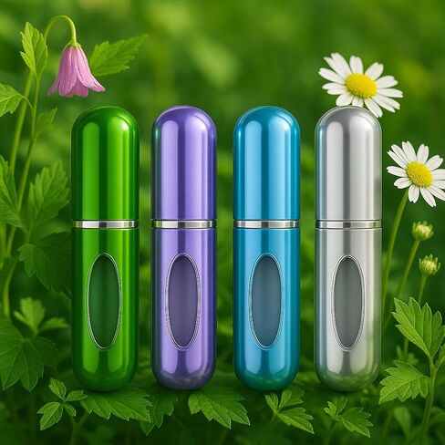 زجاجة عطر صغيرة قابلة لإعادة الملء، بخاخ عطر قابل لإعادة الملء، علبة مضخة لإعادة التعبئة للسفر والخروج (أسود، وردي، أزرق فاتح، ذهبي) in Kuwait