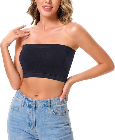 Non-Padded Strapless Bra, Wireless Invisible Bandeau Bra, Black Tube Top for Going Out Parties, Beach Travel, Black Bandeau Top for Women in Saudi Arabia