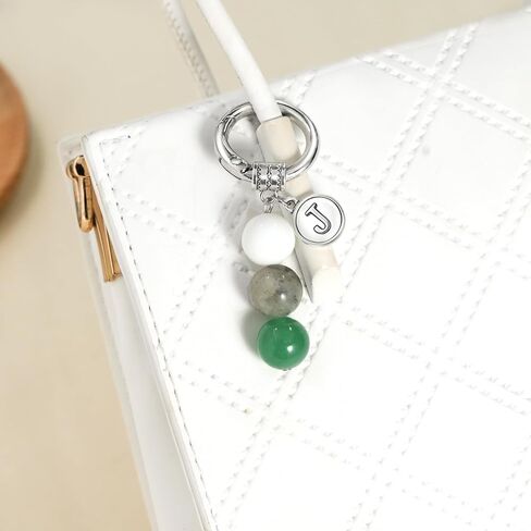 Nanafast Crystals Keychain Gift for New Beginnings, 12MM Healing Crystals Stones Keychain with Initial Charm in Saudi Arabia