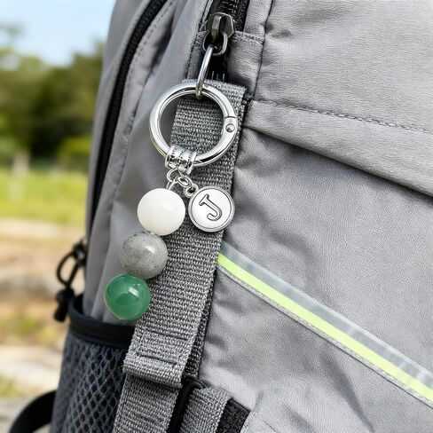 Nanafast Crystals Keychain Gift for New Beginnings, 12MM Healing Crystals Stones Keychain with Initial Charm in Saudi Arabia