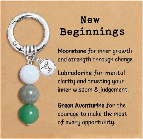 Nanafast Crystals Keychain Gift for New Beginnings, 12MM Healing Crystals Stones Keychain with Initial Charm in Saudi Arabia