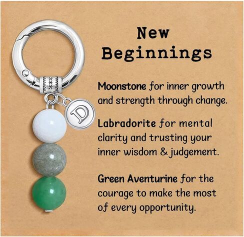 Nanafast Crystals Keychain Gift for New Beginnings, 12MM Healing Crystals Stones Keychain with Initial Charm in Saudi Arabia