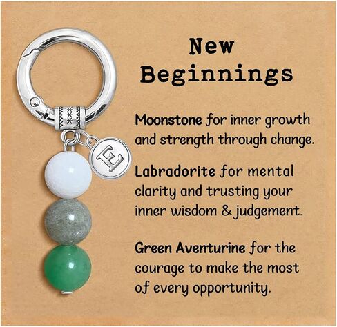 Nanafast Crystals Keychain Gift for New Beginnings, 12MM Healing Crystals Stones Keychain with Initial Charm in Saudi Arabia