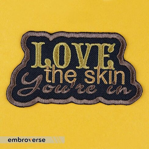 EMBROVERSE Love The Skin You're in Embroidered Patch - Melanin Shades Black Queen Iron-On - Empowering Melanin Beauty Accessory, Size: 3.8 x 2.1 inches in Saudi Arabia