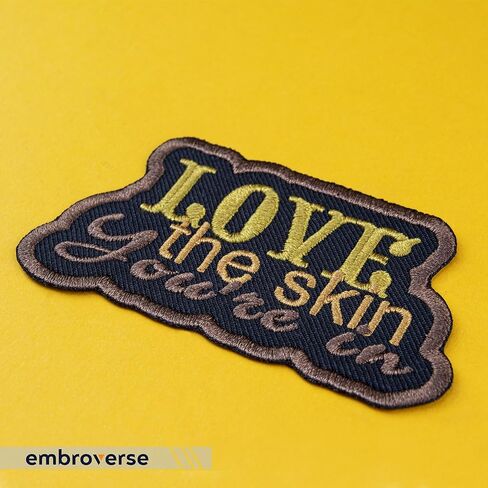 EMBROVERSE Love The Skin You're in Embroidered Patch - Melanin Shades Black Queen Iron-On - Empowering Melanin Beauty Accessory, Size: 3.8 x 2.1 inches in Saudi Arabia