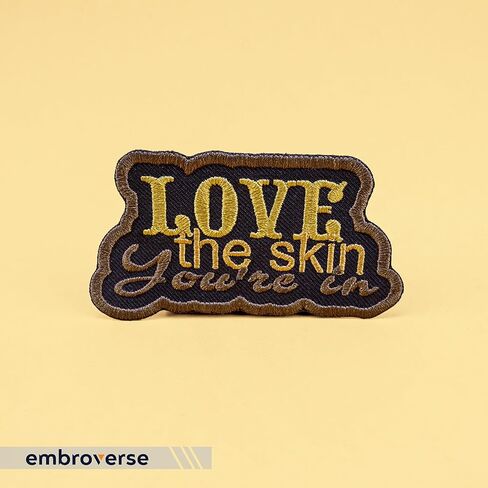 EMBROVERSE Love The Skin You're in Embroidered Patch - Melanin Shades Black Queen Iron-On - Empowering Melanin Beauty Accessory, Size: 3.8 x 2.1 inches in Saudi Arabia