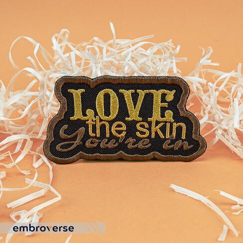 EMBROVERSE Love The Skin You're in Embroidered Patch - Melanin Shades Black Queen Iron-On - Empowering Melanin Beauty Accessory, Size: 3.8 x 2.1 inches in Saudi Arabia