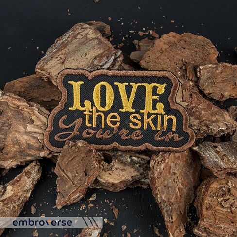 EMBROVERSE Love The Skin You're in Embroidered Patch - Melanin Shades Black Queen Iron-On - Empowering Melanin Beauty Accessory, Size: 3.8 x 2.1 inches in Saudi Arabia