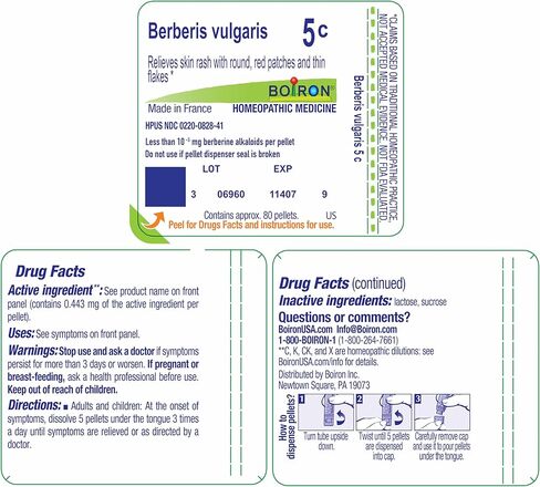 Boiron Berberis Vulgaris 5C للطفح الجلدي مع بقع مستديرة حمراء ورقائق رقيقة - 80 حبة in Saudi Arabia