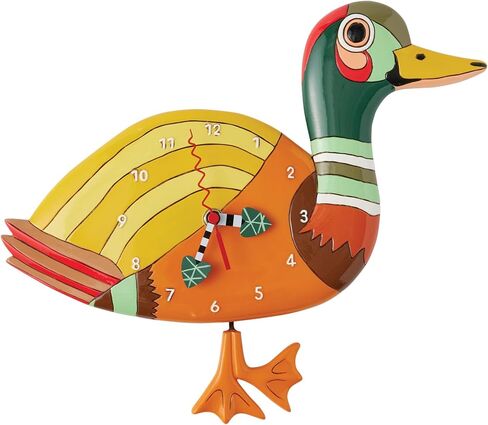 Enesco Allen Designs Waddles The Duck ساعة حائط بندول منحوتة، 8.39 بوصة، متعددة الألوان in Kuwait