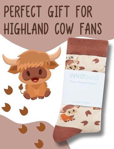 InnoBeta Highland Cow Gifts Socks for Women, Gifts for Scottish Highland Cow Lovers, One Size Crew Socks in Saudi Arabia